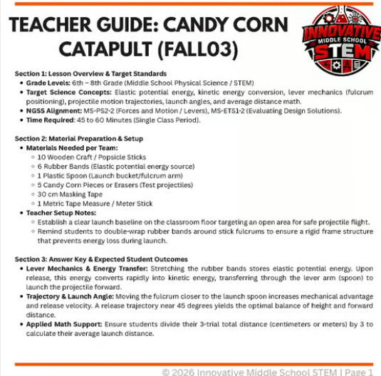Fall STEM Activity: Candy Corn Catapult Challenge (FALL03) | Middle School Physical Science (Grades 6-8)