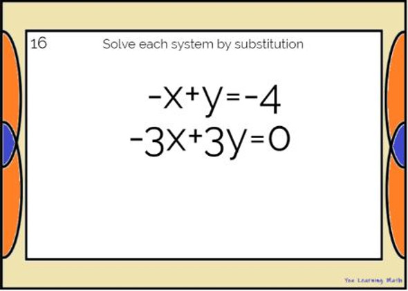 Solving Systems of Linear Equations by Substitution: Google Slides - 20 Problems