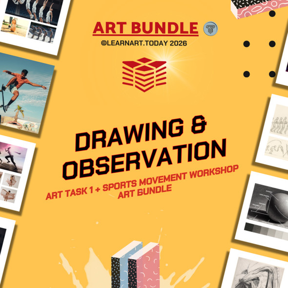 Drawing & Observation Bundle | Middle & High School Art | ART TASK 1 + Sports WS