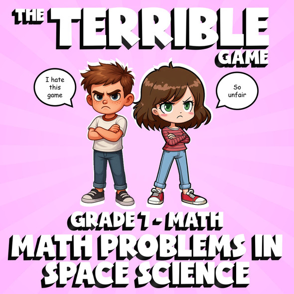 Math Problems in Space Science THE TERRIBLE GAME - No Prep Grade 7 Math Review