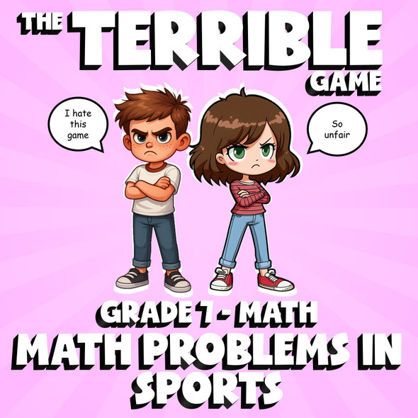 Math Problems in Sports THE TERRIBLE GAME - No Prep Grade 7 Math Review Activity