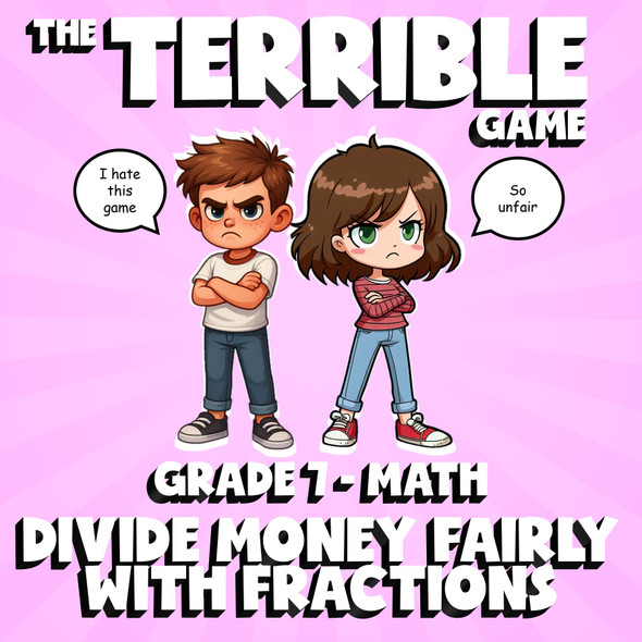 Divide Money Fairly with Fractions THE TERRIBLE GAME - Grade 7 Math Review