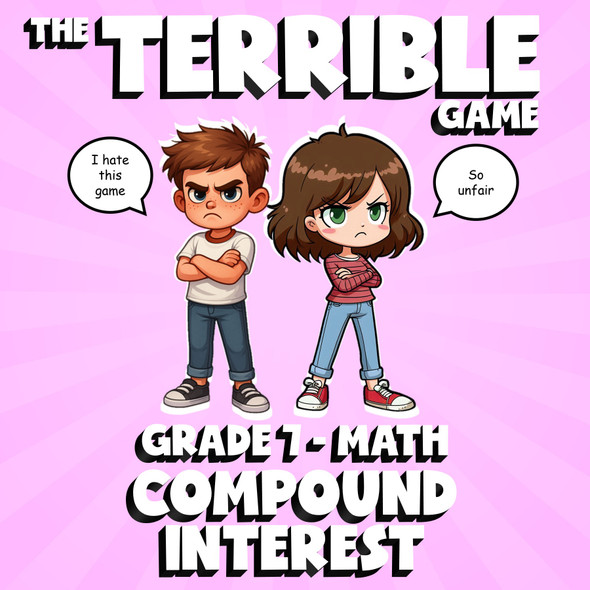 Compound Interest THE TERRIBLE GAME - No Prep Grade 7 Math Review Activity