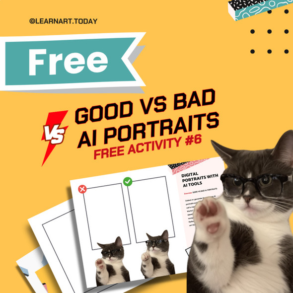 FREE | Good vs Bad AI Portraits Worksheet | Middle & High School