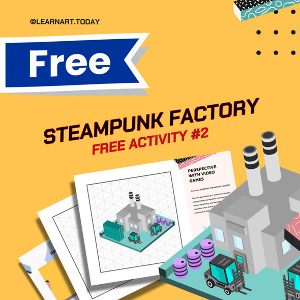 FREE | Isometric Perspective Worksheet | Middle & High School | Steampunk