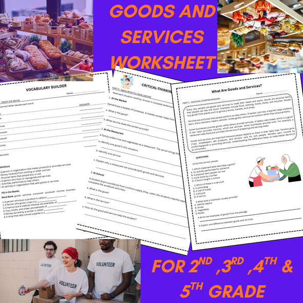 10638 : Goods and Services Worksheet for 2-5 Grade