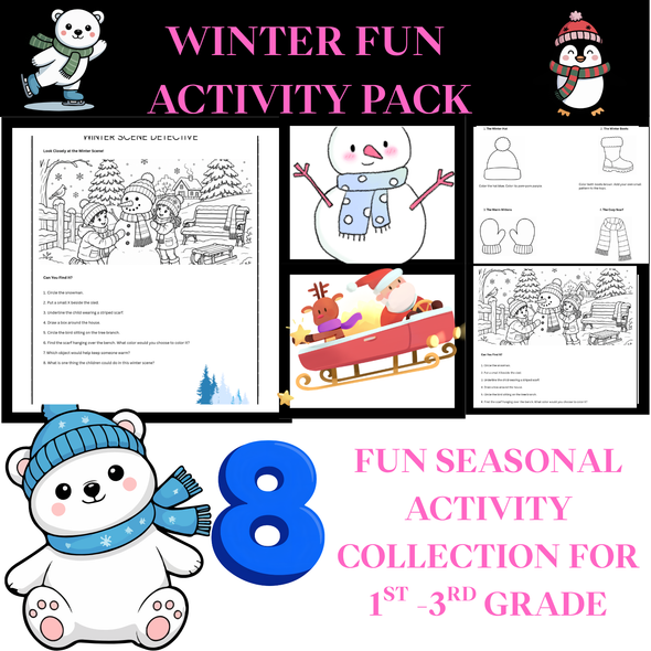 10638 : WINTER FUN  ACTIVITY PACK FOR 1ST -3RD GRADE