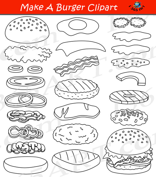 Build A Burger Hamburger Clipart Set