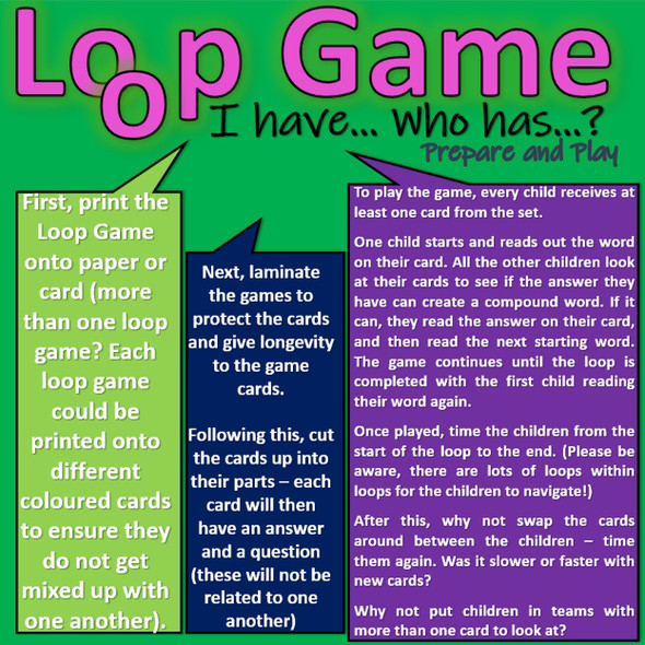 Hyphenated Compound Words (45 words) Loop Game, "I have... Who has...?"