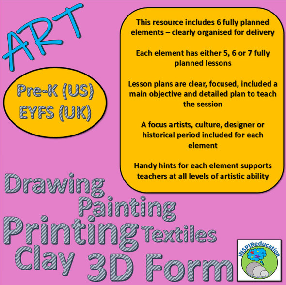 Art Lessons- Pre K (EYFS UK), Plans, Artists, Skills, Hints, Resources 