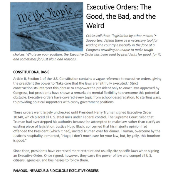 Executive Orders - The Good, the Bad and the Weird