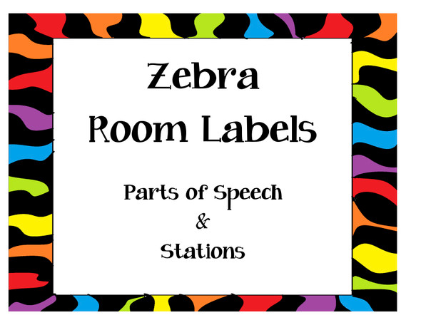 Zebra Parts of Speech Labels