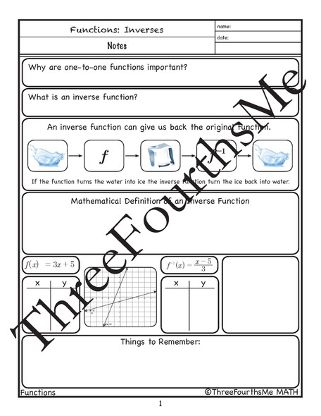 Inverse Function Scaffolded Notes