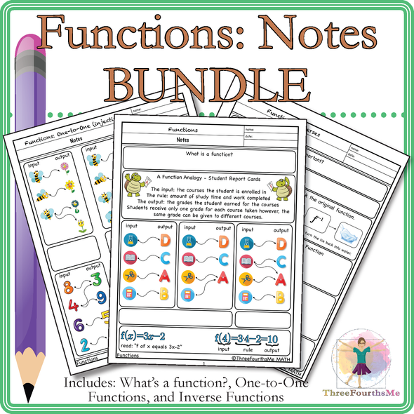 BUNDLE: What's a function?, One-to-One Functions, and Inverse Functions