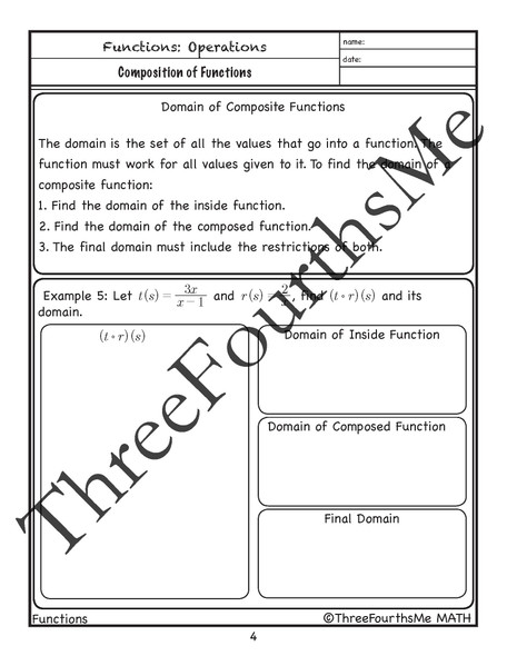 Composition of Functions Scaffolded Notes