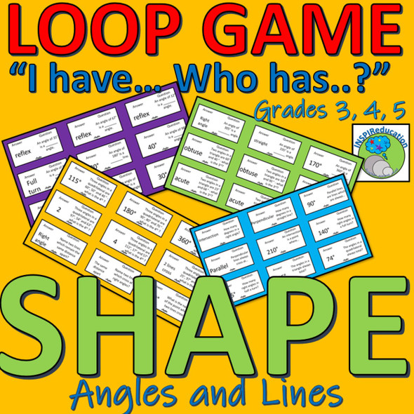 Angles and Lines - "I have...Who has..?" Loop Game - 36 Cards exploring types of lines and angles