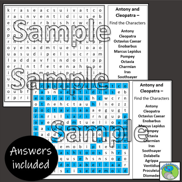 William Shakespeare - 10 Tragedy Plays - Character Word Searches William Shakespeare - 10 Tragedy Plays - Character Word Searches