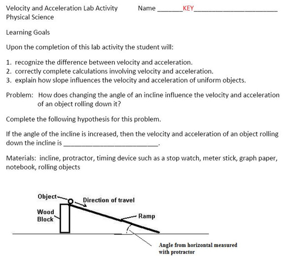 Velocity and Acceleration Lab for Middle Level Science