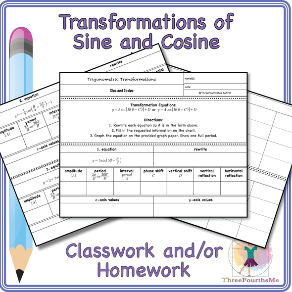 Transformations of Sine and Cosine Classwork and/or Homework