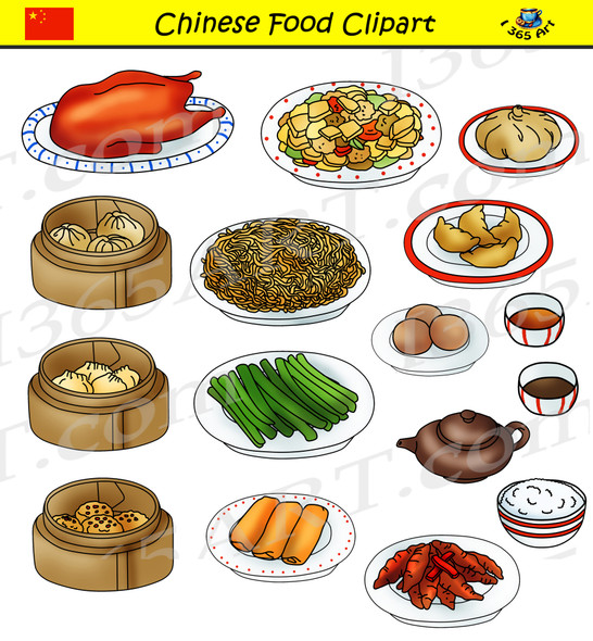 Chinese Food Clipart Set in color