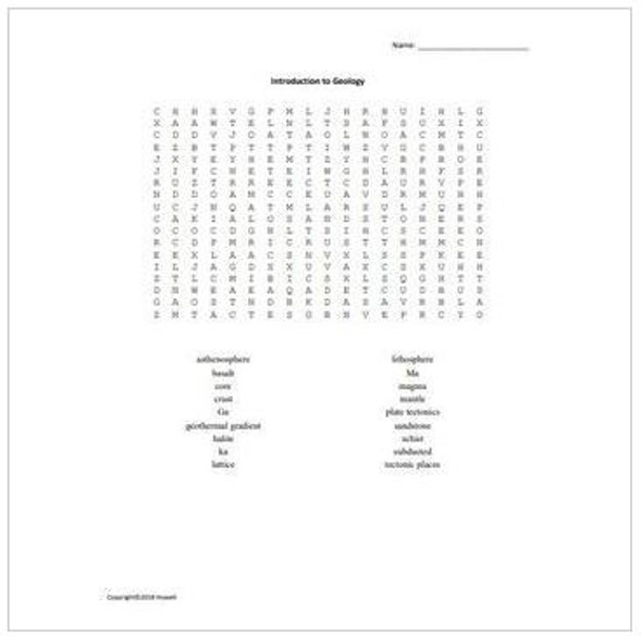 Geology Vocabulary Word Search Collection