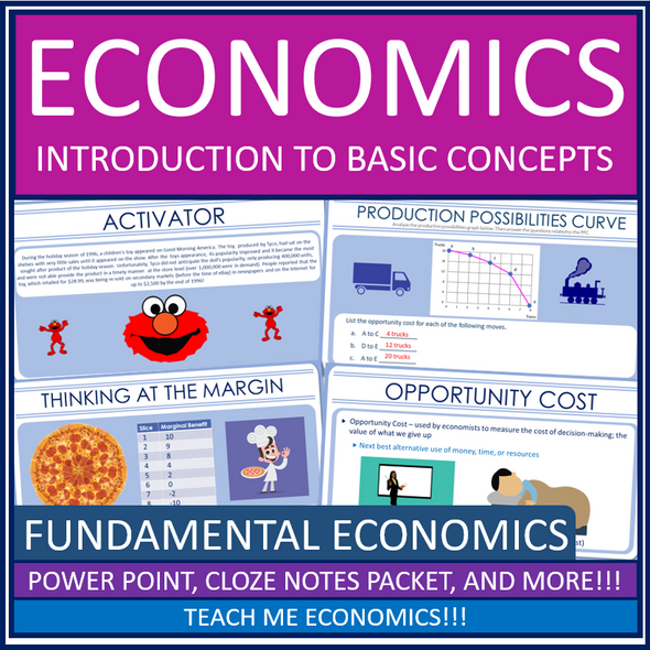 Basic Economic Concepts Scarcity Powerpoint Guided Note Packet Google 1:1 Distance Learning 1 to 1