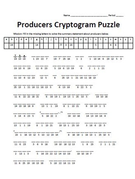 Producers Cryptogram Puzzle 