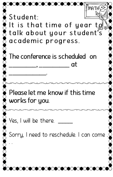 Parent Teacher Conference Forms