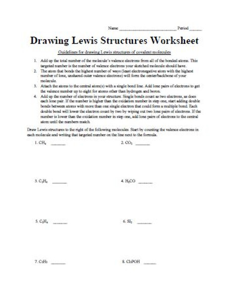 Drawing Lewis Structures Worksheet