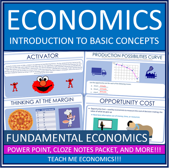 Basic Economic Concepts Powerpoint Notes, Tests, Webquests Google 1:1 Distance Learning 1 to 1