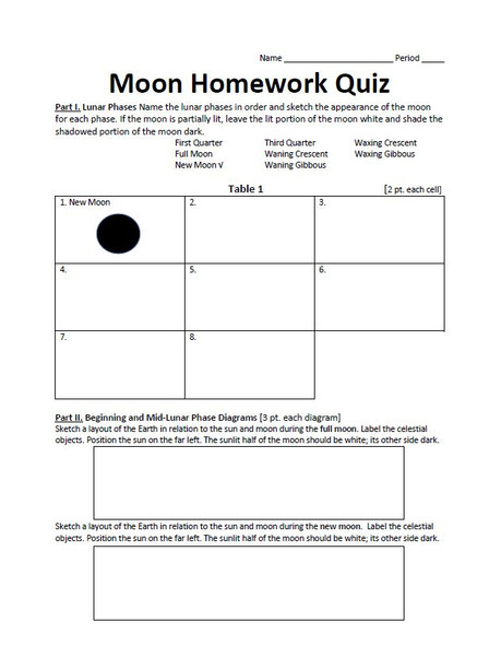 Moon Homework Quiz 