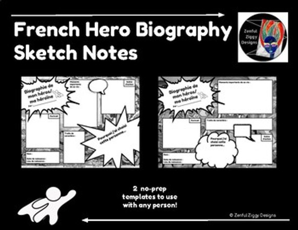 French Hero Biography Sketch Notes #1- No Prep!
