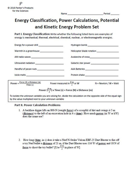 Energy and Power Unit Study Guide 