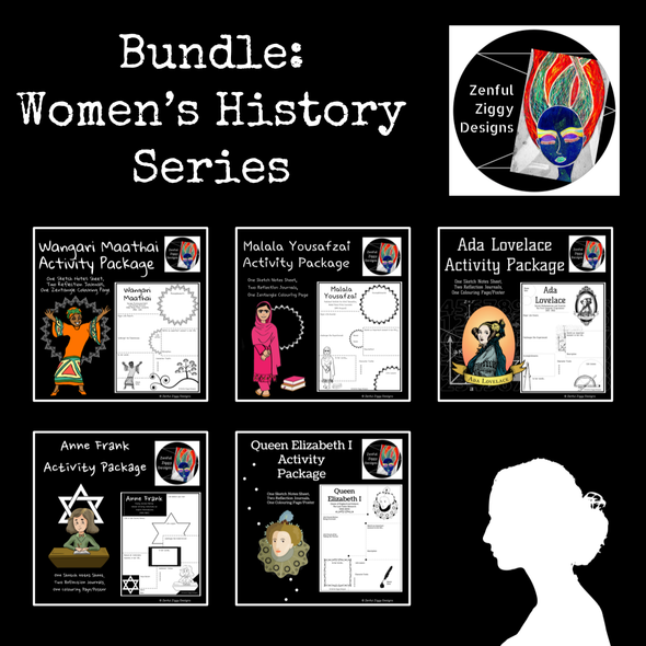 Bundle: Women's History Series- Printable Sketch Notes, Journals, Posters