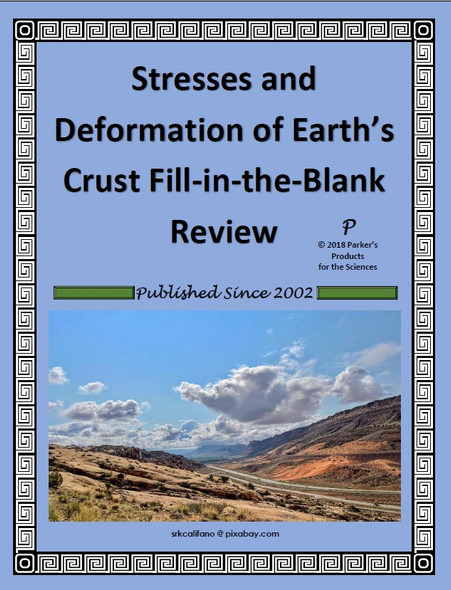 Stresses and Deformation of Earth's Crust Fill-in-the-Blank Review Worksheet