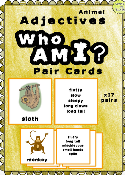 Adjective Pair Cards - Who Am I Game