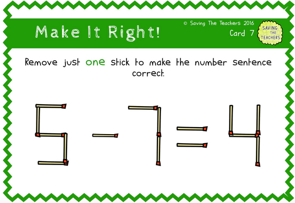 Match Stick Maths Problem Solving Task Cards – Grade 5 and 6 Extension Activity