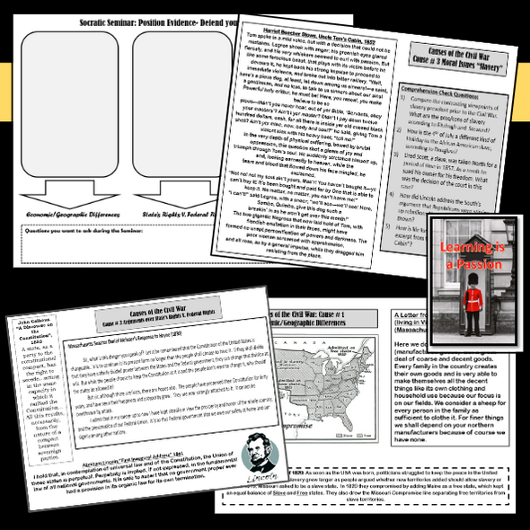 U.S. History | Causes of the Civil War | Document Based Activity & Socratic Seminar 