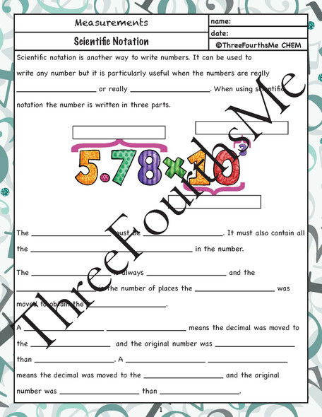 Scientific Notation Scaffolded Notes