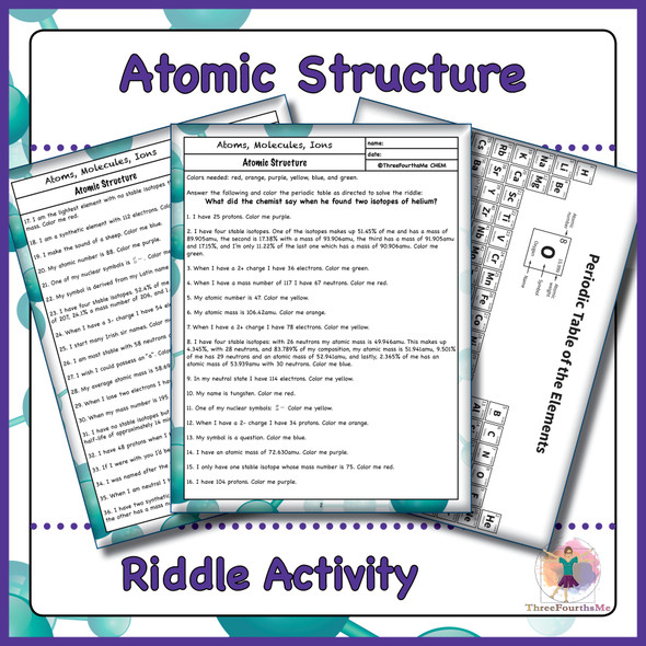 Atomic Structure Riddle Activity