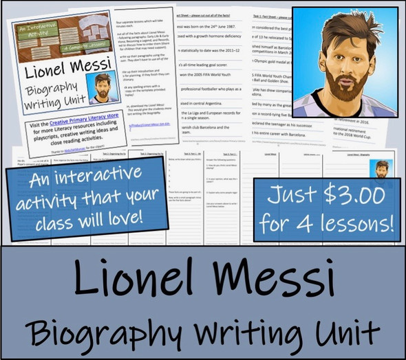 Lionel Messi - 5th & 6th Grade Biography Writing Activity