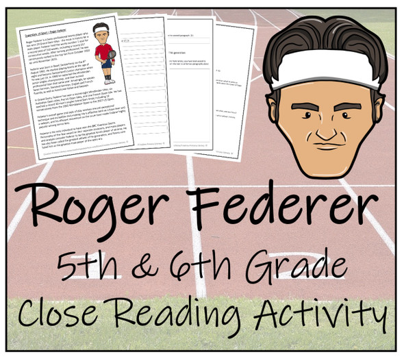 Roger Federer Close Reading Activity | 5th Grade & 6th Grade