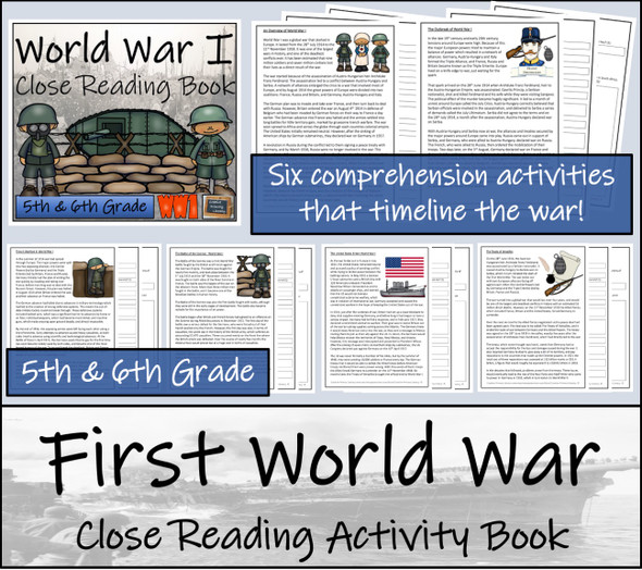 World War I Close Reading Activity Book | 6 Activities | 5th Grade & 6th Grade
