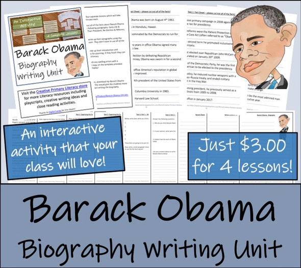 Barack Obama - 5th & 6th Grade Biography Writing Activity