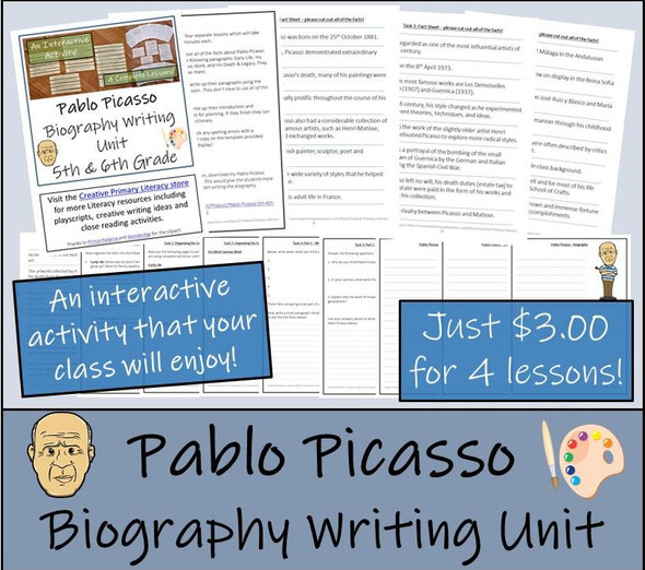 Pablo Picasso - 5th & 6th Grade Biography Writing Activity