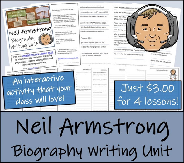 Neil Armstrong - 5th & 6th Grade Biography Writing Activity