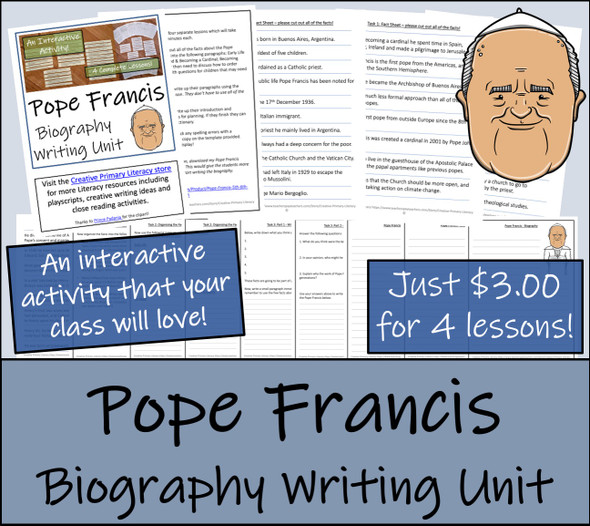 Pope Francis - 5th & 6th Grade Biography Writing Activity