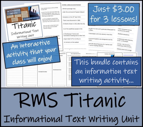 Titanic - 5th & 6th Grade Close Read & Informational Text Writing Bundle