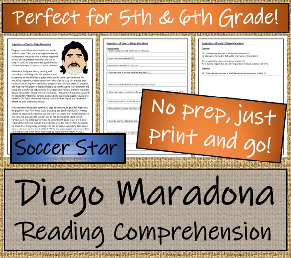 Diego Maradona Close Reading Activity | 5th Grade & 6th Grade