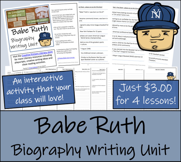Babe Ruth - 5th & 6th Grade Biography Writing Activity
